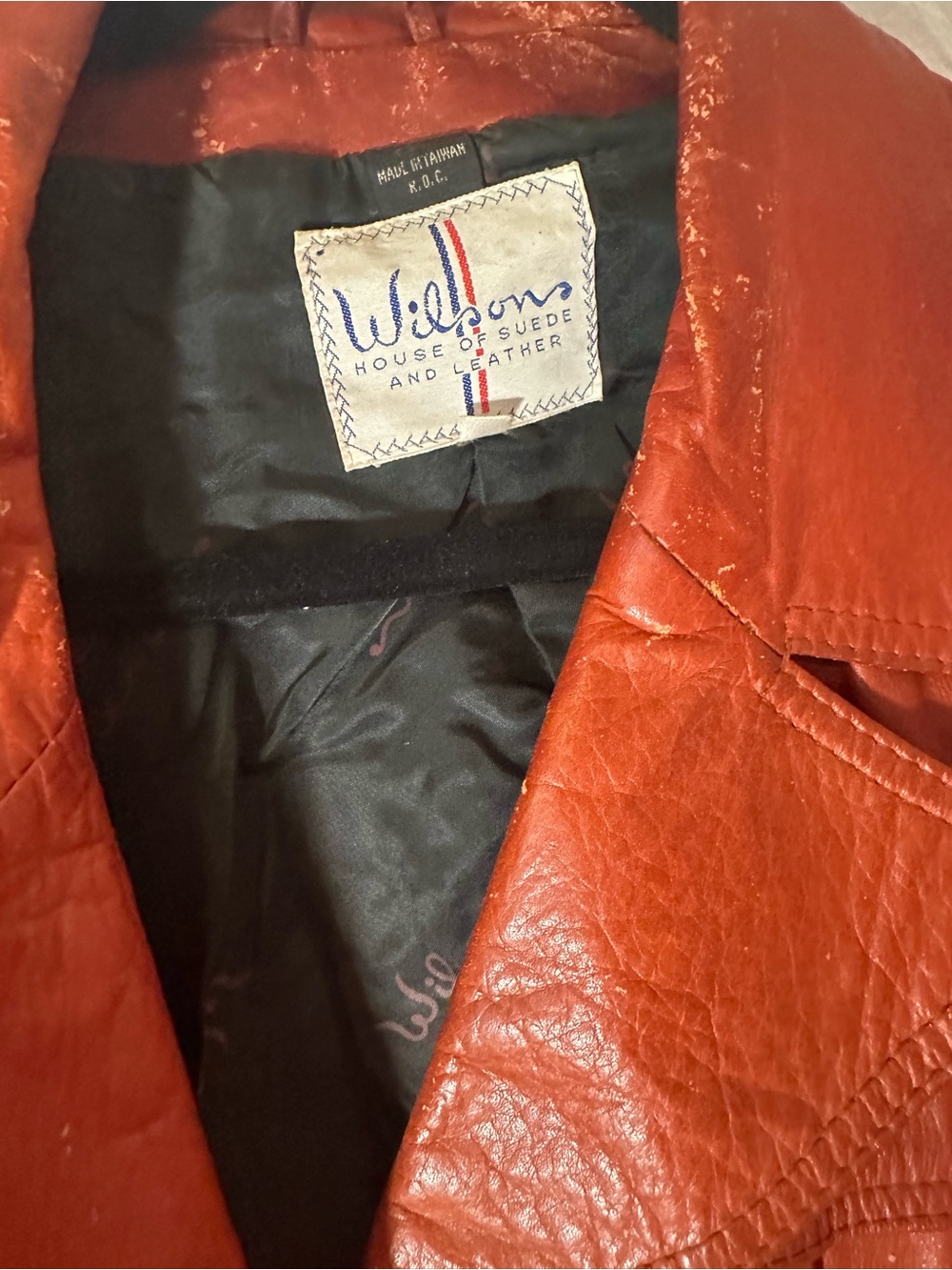 Vintage Wilson Orange Leather Collared Jacket